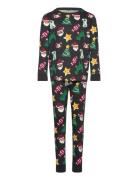 Lindex Pyjamas Set All Over Print Svart