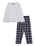 Mango Checked Cotton Pyjamas Grå