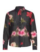 GANT Reg Floral Ctn Silk Shirt Svart