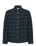 Mango Check Cotton Shirt Marinblå