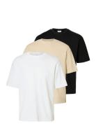 Selected Homme Slhlooseoscar Ss O-Neck Tee 3 Pack Vit