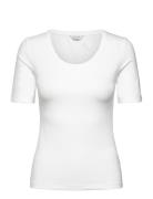 GANT Slim Cot/Ela Ss Scoop Neck Top Vit