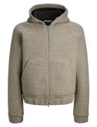 Jack & J S Jcoterrain Bonded Wool Hoodie Ln Beige