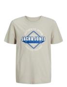 Jack & J S Jjelogo Tee Ss Ck 2Col 24/25 Noos Jnr Beige