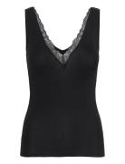 Etam Warm Light Lace - Night Tank Top Svart