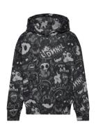 Lindex Sweatshirt Hood Aop Graffiti Svart