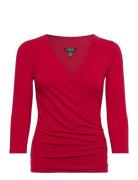 Lauren Ralph Lauren Rayon Spandex Jrsy-3\4-Knt Röd