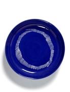 Serax Plate High Dark Blue-Stripes White Feast By Ottolenghi Set/2 Blå