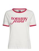 Tommy Jeans Tjw Rlx Script Ringer Tee Vit