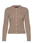 Polo Ralph Lauren Cable-Knit Cotton Crewneck Cardigan Beige