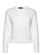 Lauren Ralph Lauren Anchor-Logo Combed Cotton Sweater Vit