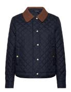 Lauren Ralph Lauren Corduroy-Trim Diamond-Quilted Jacket Marinblå