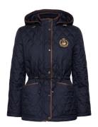 Lauren Ralph Lauren Crest-Patch Quilted Hooded Jacket Marinblå