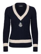 Lauren Ralph Lauren Cable-Knit Cotton Cricket Sweater Marinblå