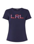 Lauren Ralph Lauren Beaded-Logo Cotton Jersey Tee Marinblå