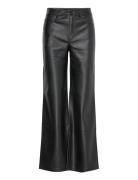 Mango Leather-Effect Straight Trousers Svart