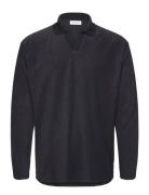 Lindbergh V-Neck Jacquard Polo L/S Marinblå