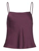 Mango Satin Top With Thin Straps Burgundy