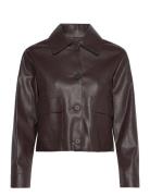 Mango Leather-Effect Jacket With Pockets Brun