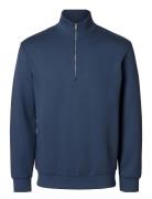 Selected Homme Slhemanuel Soft Zip High Neck Sweat Noos Marinblå