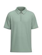 Selected Homme Slhsander Seersucker Zip Ss Polo Grön