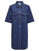 ONLY Onlbelle S/S Button Dress Dnm Gua Noos Blå