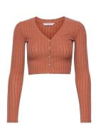 Mango Ribbed Long-Sleeved T-Shirt Orange