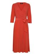 Lauren Ralph Lauren Surplice Jersey Dress Orange