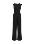 Calvin Klein Scuba Crepe Open Back Jumpsuit Svart