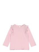 Mango Long -Sleeved T-Shirt With Ruffles Rosa