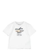 Mango Embossed Cotton T-Shirt Vit