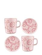 Marimekko Home Piirto Unikko Set 2 Mugs + 2 Plates Rosa