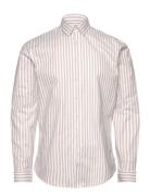 Lindbergh Striped Superflex Oxford L/S Beige