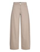 Mango Wideleg Jeans With Zip Beige