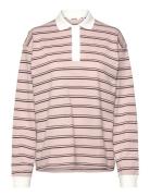 Monki Long Sleeve Rugby Polo Top Rosa