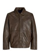 Jack & J S Jorcrincle Leather Jkt Styd Aw24 Brun