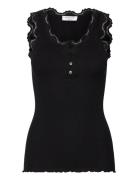 Rosemunde Rwbeatha Sl U- Neck Lace Button Top Svart