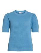 Vila Vidalo O-Neck S/S Knit Top - Noos Blå