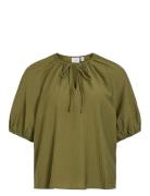 Vila Viclo 2/4 V-Neck Top - Noos Khaki Green