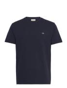 GANT Texture Ss T-Shirt Marinblå