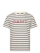 GANT Graphic Striped Ss T-Shirt Kräm