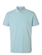 Selected Homme Slhfave Zip Ss Polo Noos Blå