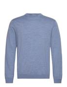 Lindbergh Black 100 % Merino Crew Neck Knit Blå