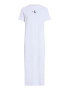 Calvin Klein Jeans Monologo Long Rib Tee Dress Vit