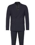 Lindbergh Plain Db Mens Suit - Normal Lenght Marinblå