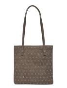 Mango Die-Cut Leather Shopper Bag Brun