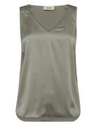 MOS MOSH Mmastrid V-Neck Silk Tank Top Grå