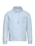 Mango Pocket Denim Shirt Blå