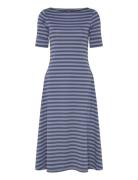 Lauren Ralph Lauren Striped Stretch Cotton Midi Dress Blå