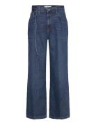 Mango Wideleg Jeans With Belt Blå